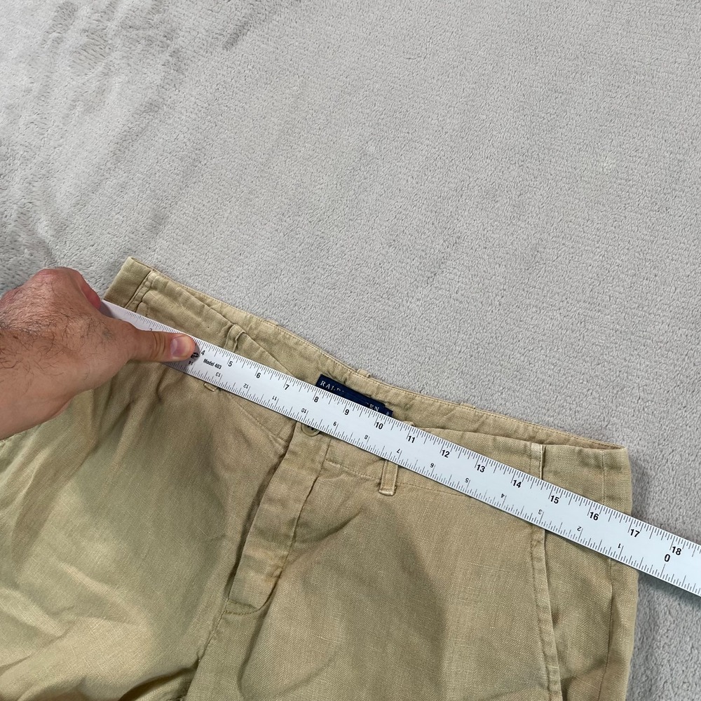 Vintage Ralph‎ Lauren Collection Wide Leg Trouser Pants Women 8 Beige 100% Linen - Picture 4 of 8